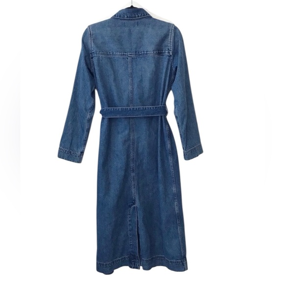Madewell Blue 100% Cotton Denim Belted Duster Trench Coat Small - Picture 2 of 13
